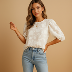 Beatrice - Dames Elegante Pofmouwen Blouse