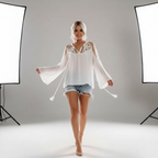 Kathyrn - Vrouwen Blouse met Kanten Details op Schouders en Halslijn