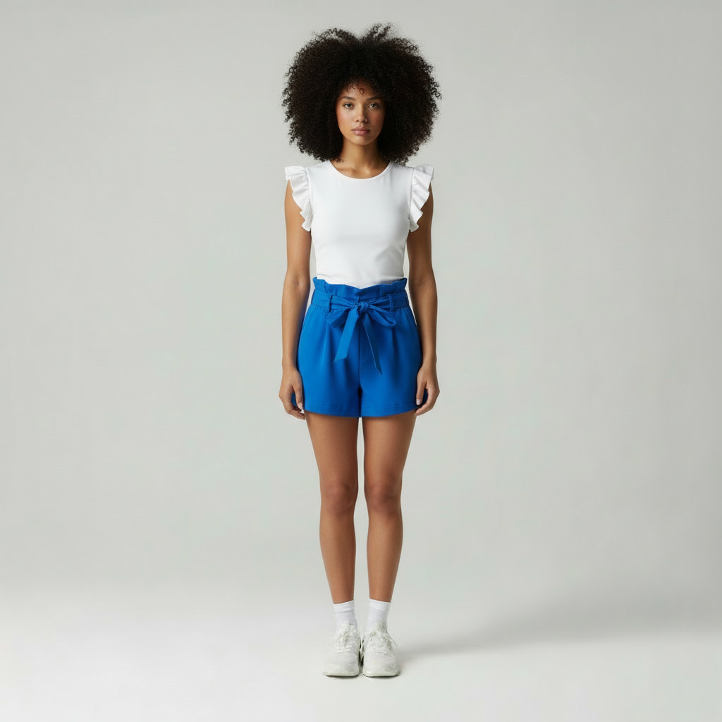 Ashia - Dames Top met Ruffled Cap Mouwen