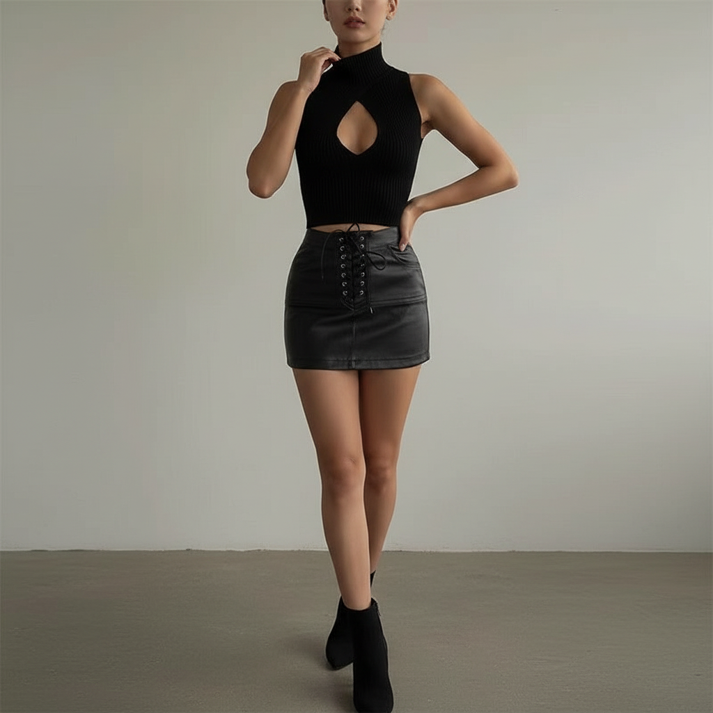 Tamatha - Dames Halternek en chevron streep Croptop