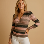 Brandie - Dames Elegante V-hals met geplooide zijde Blouse