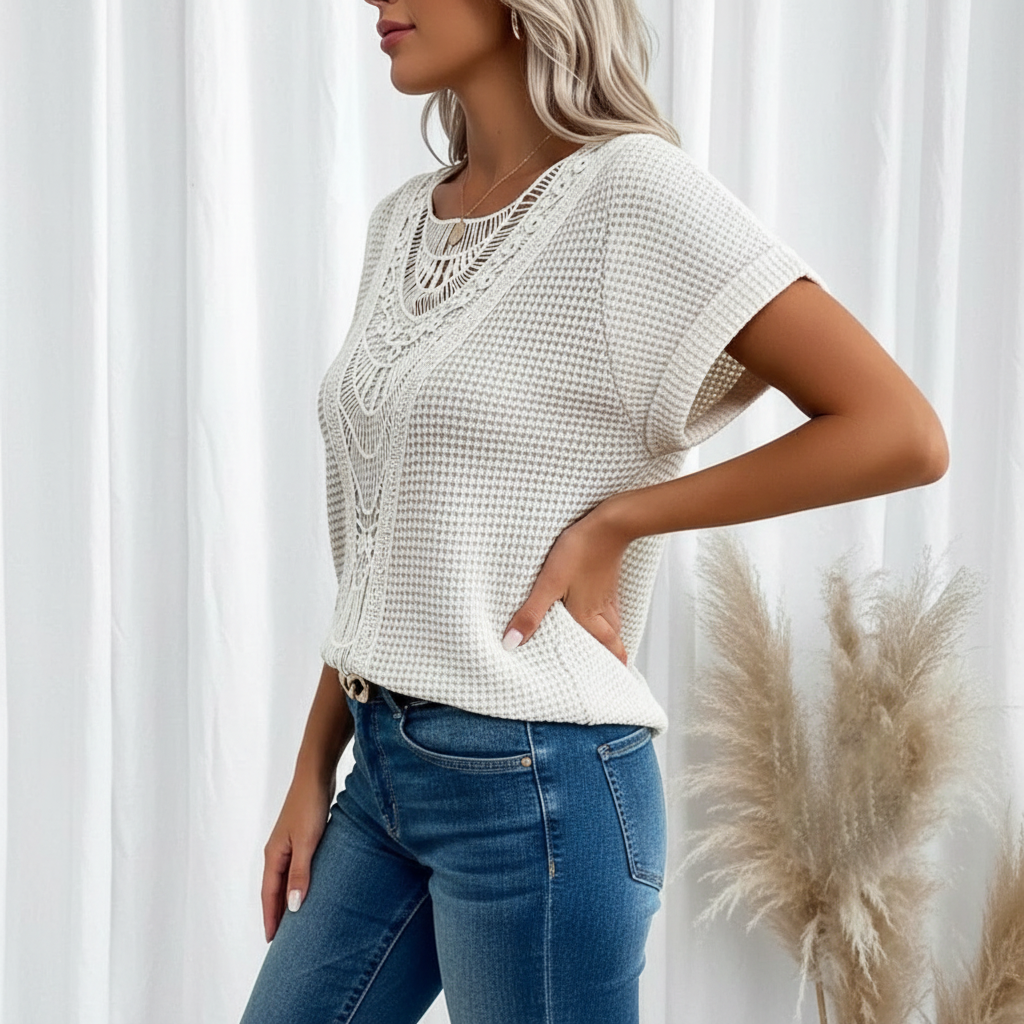 Neely - Dames Blouse met Intricate Haakdetails