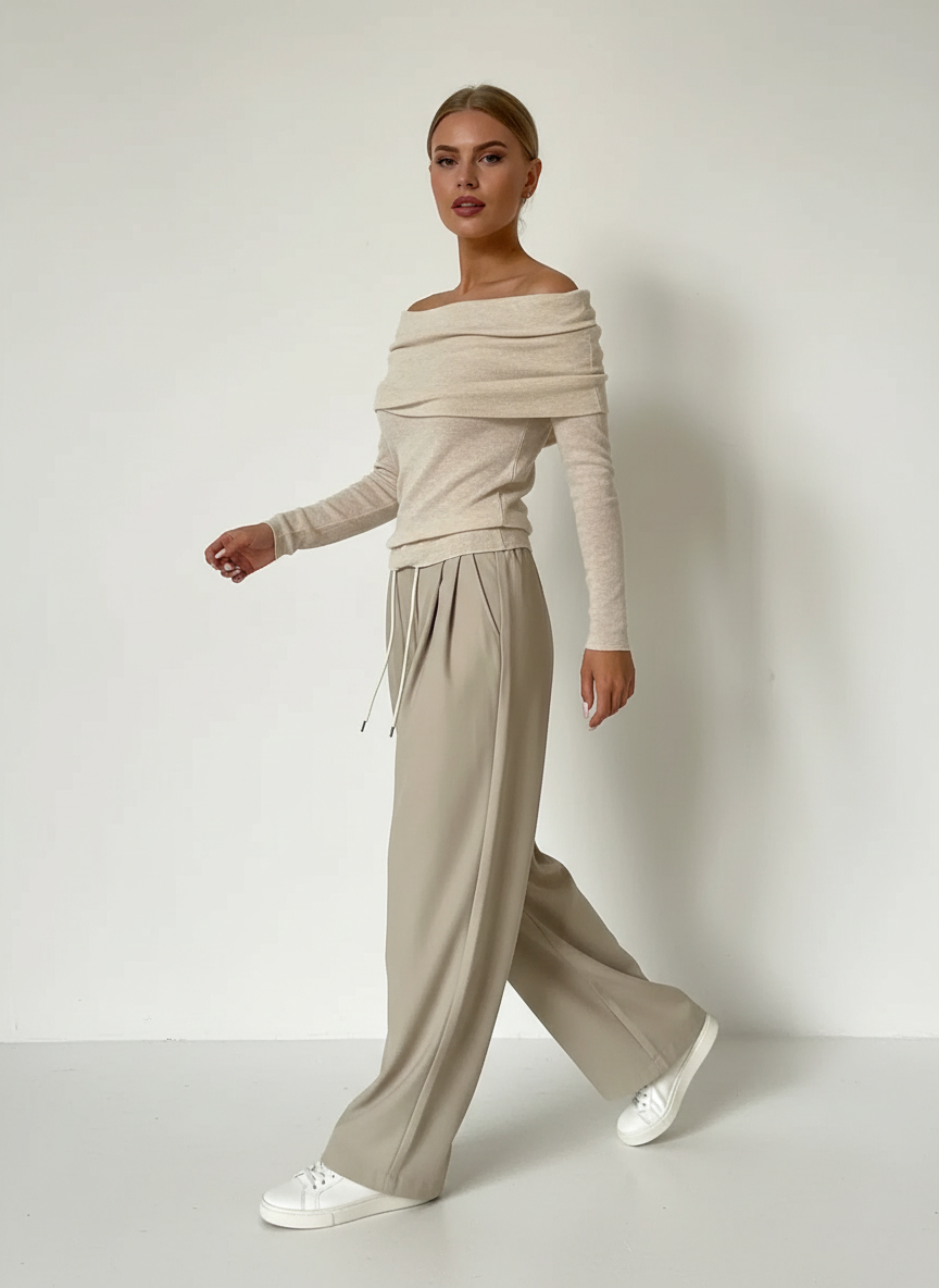 Reena - Dames Off-shoulder Draped Top