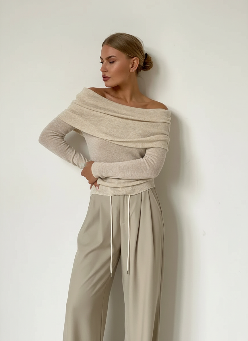 Reena - Dames Off-shoulder Draped Top