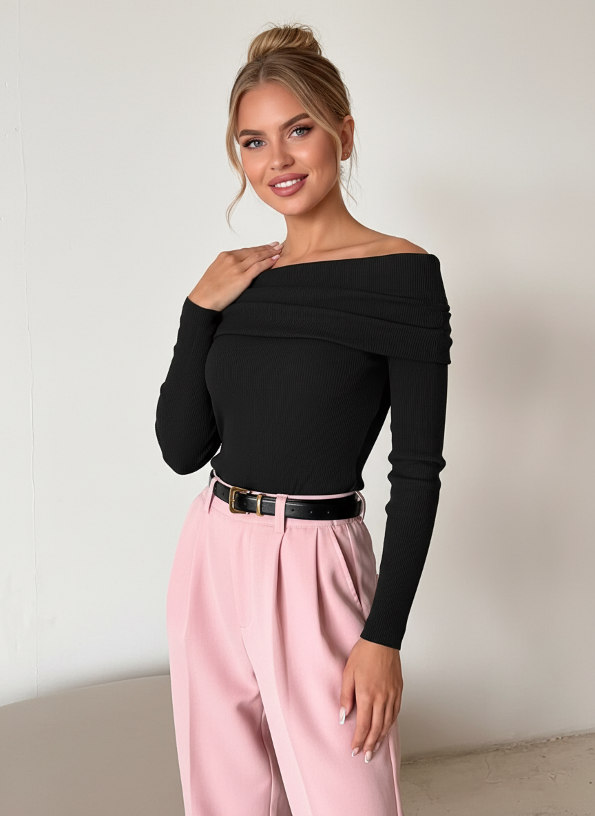 Reena - Dames Off-shoulder Draped Top