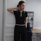 Juan - Dames Gebreide Polo met Contrasterende Afwerking