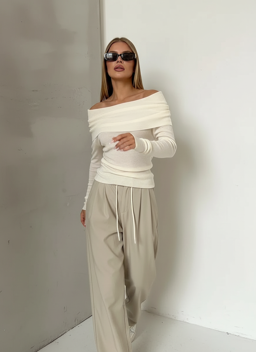 Reena - Dames Off-shoulder Draped Top