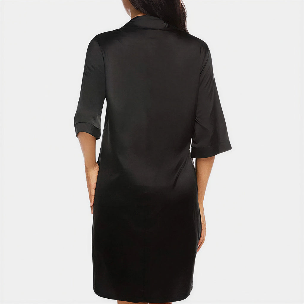 Arianne - Dames Elegant Satijnen Nachthemd met Knoopsluiting