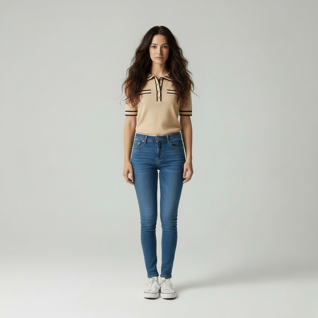 Jesica - Dames Poloshirt met Contrast Details