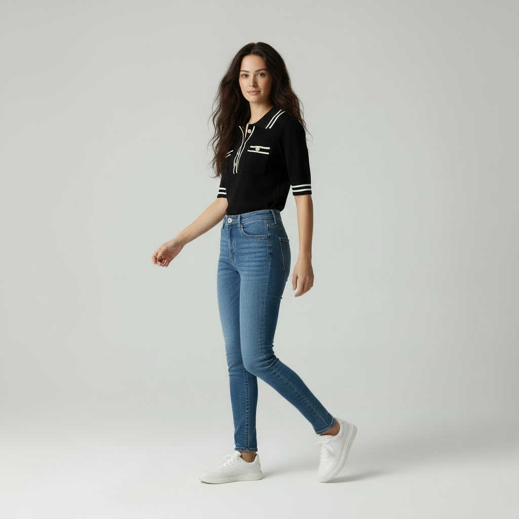 Jesica - Dames Poloshirt met Contrast Details
