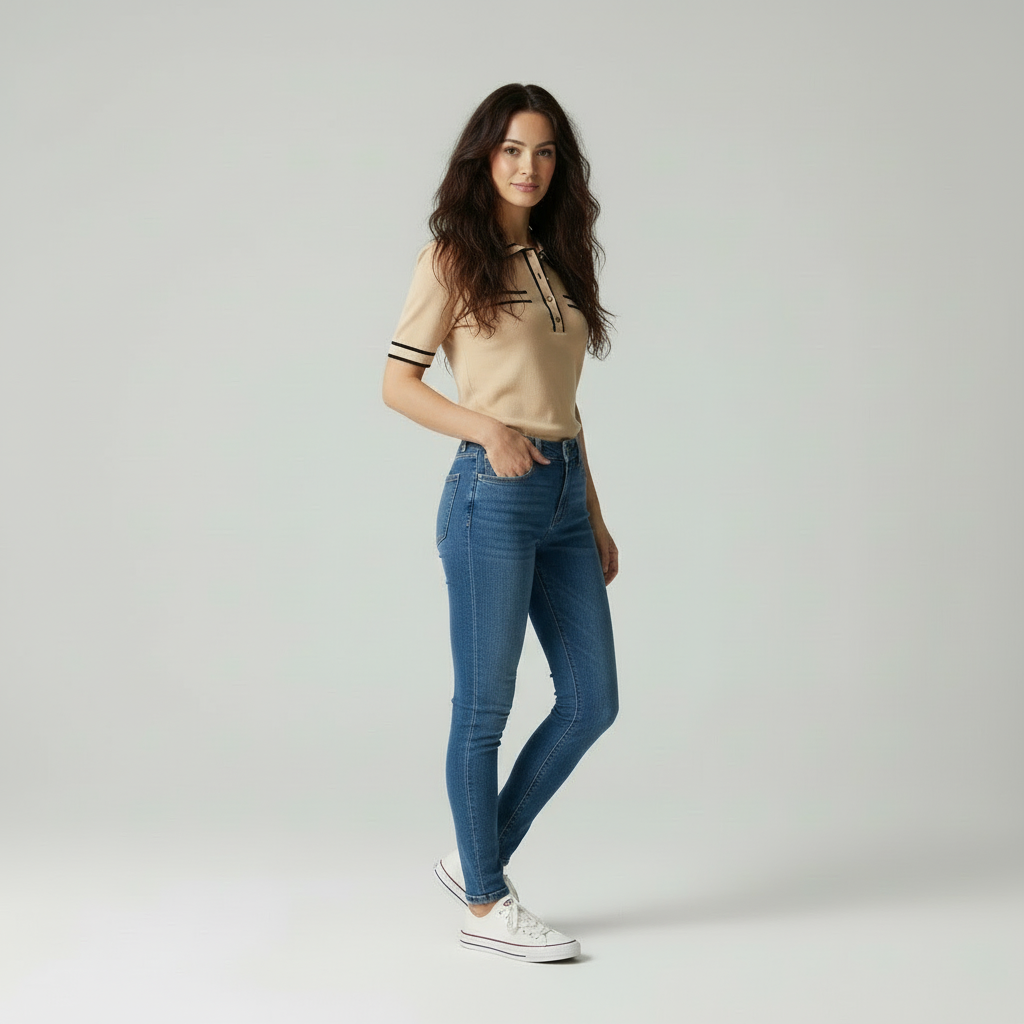 Jesica - Dames Poloshirt met Contrast Details