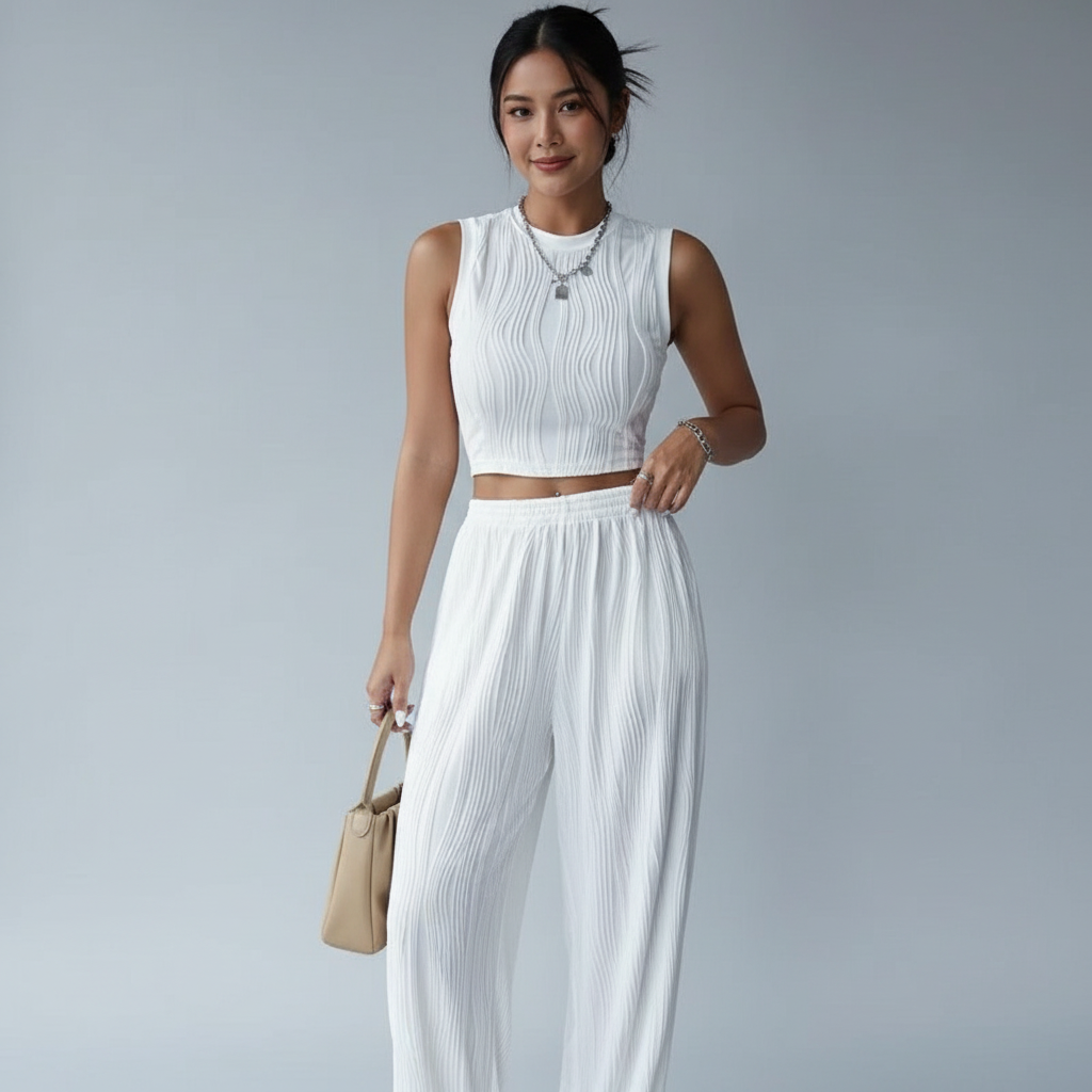 Aspyn - Dames Croptop met Verticaal Ribbelpatroon
