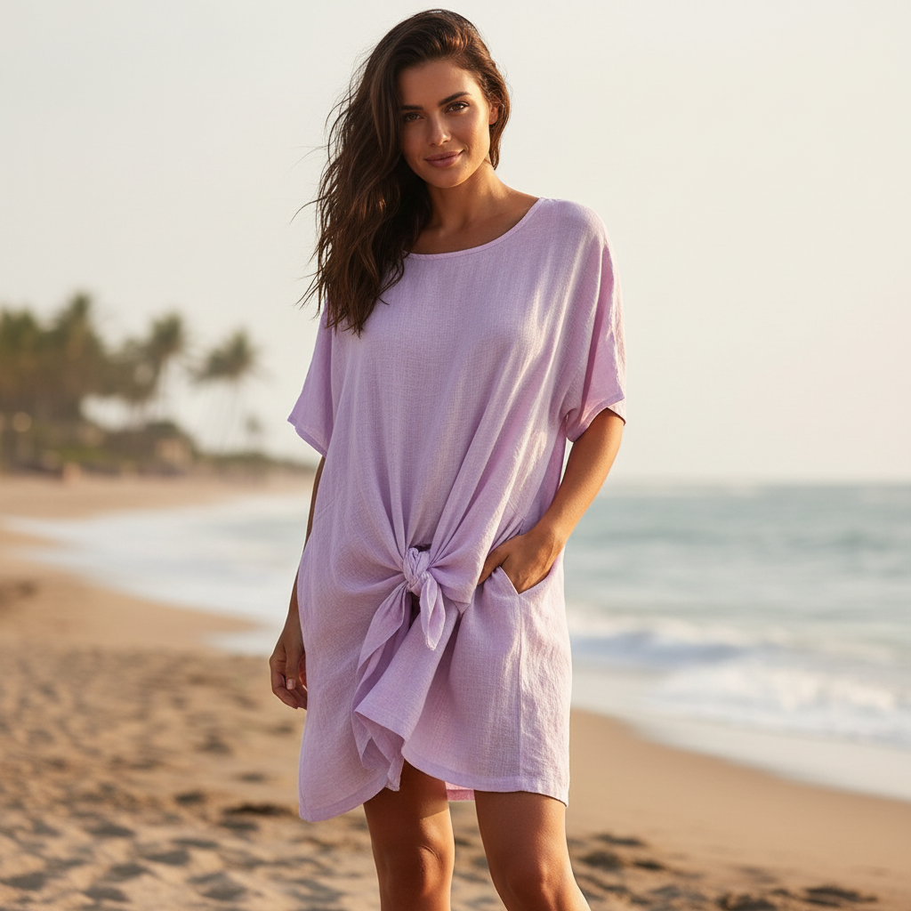 Dale - Dames Relaxte Pasvorm met Strikdetail Tuniekshirt