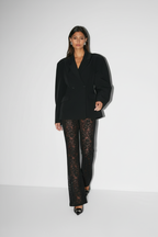 Rina - Modieuze Dames Transparante Bloemenkant Overlay Broek