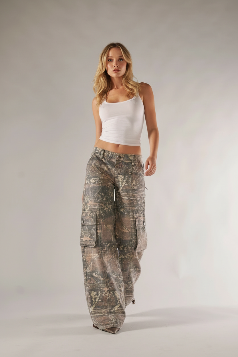 Tayler - Jongvolwassenen Gedistressed Camouflage & Utility Pockets Cargo Broek