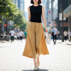 Faith - Vrouwen Wijde Pijpen Culotte Broek met Satijnachtige Glans