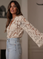 V-hals bloemenkant | Blouse | Dames | Seraphina