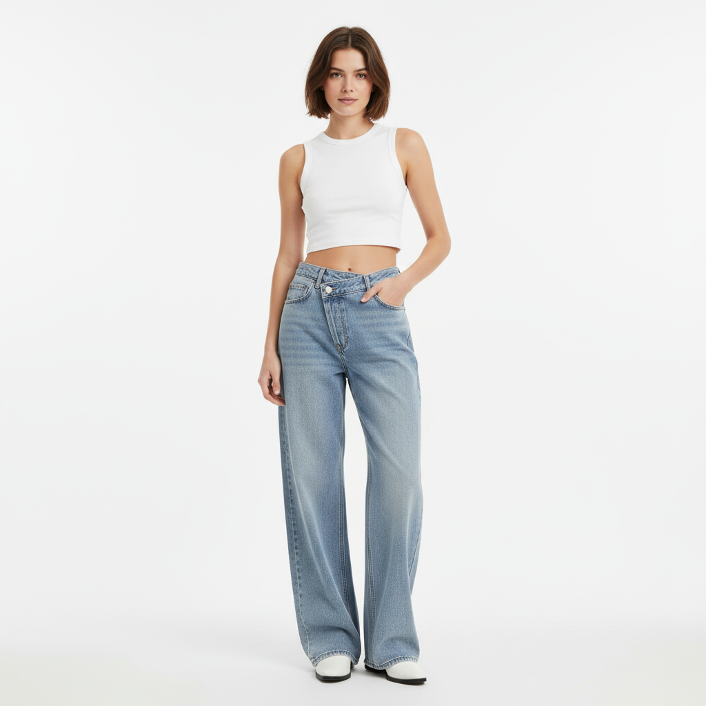 Alvera - Dames Jeans met Crossover Tailleband