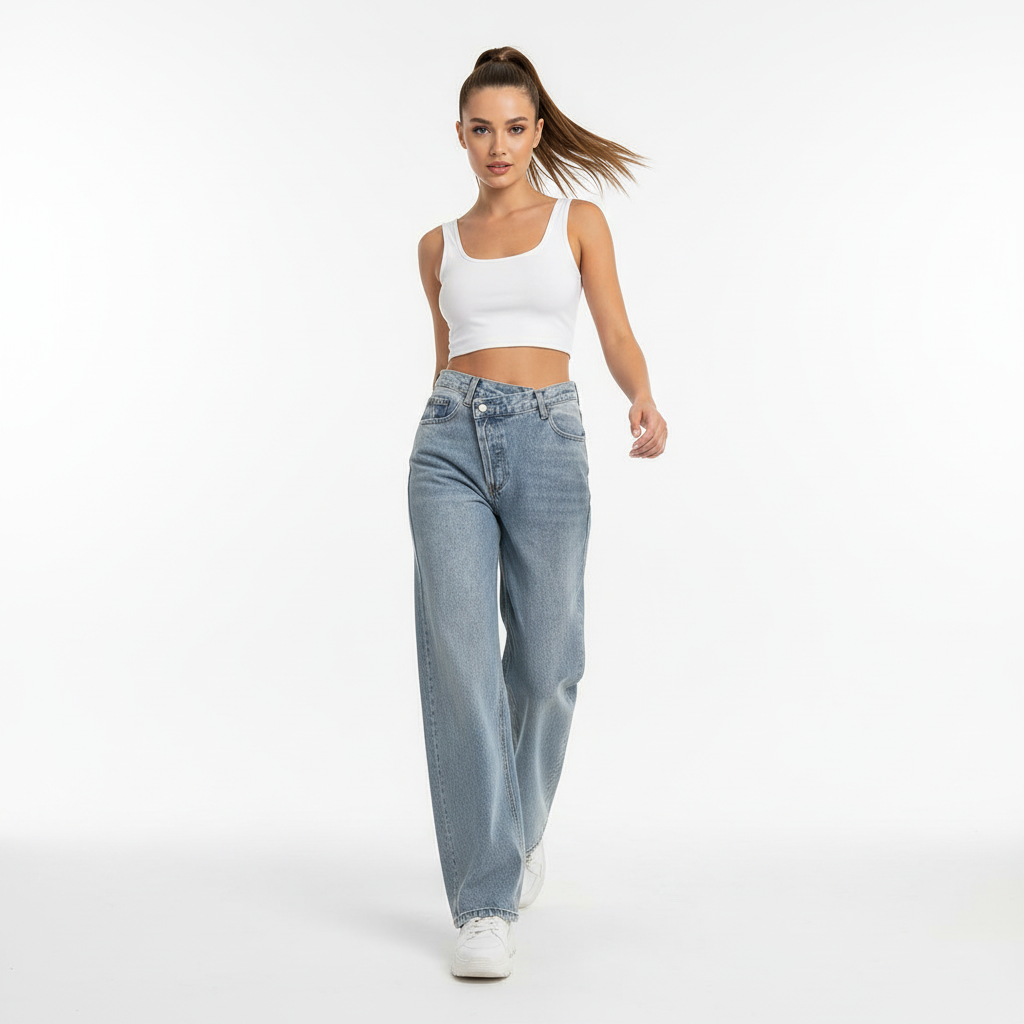 Alvera - Dames Jeans met Crossover Tailleband