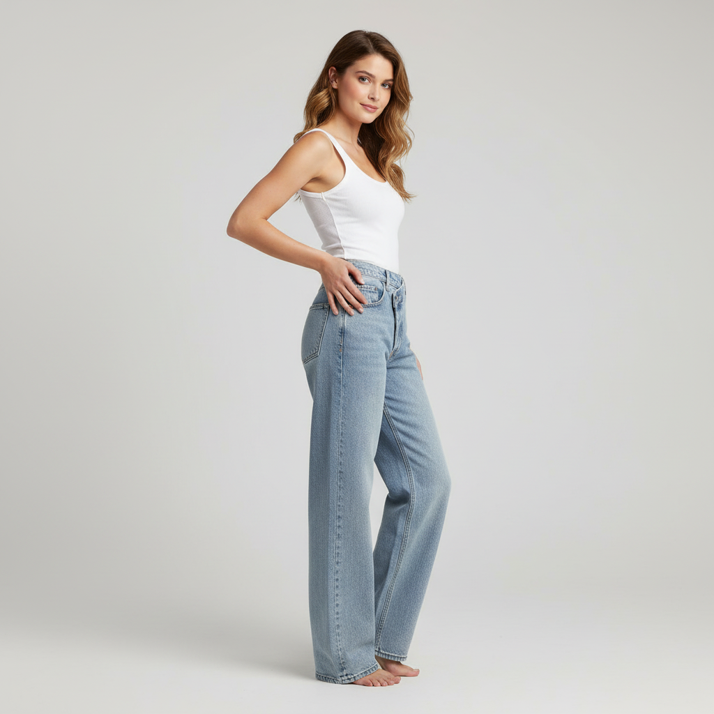 Alvera - Dames Jeans met Crossover Tailleband