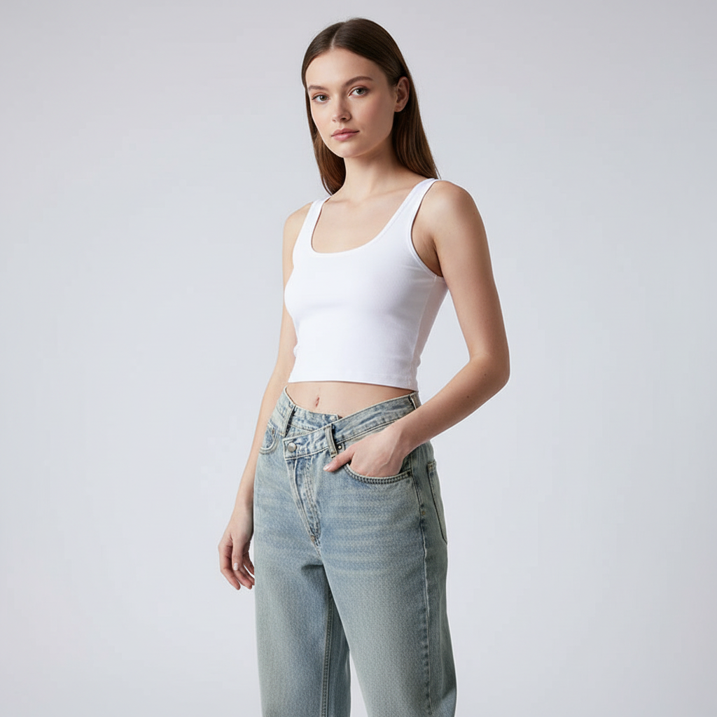 Alvera - Dames Jeans met Crossover Tailleband