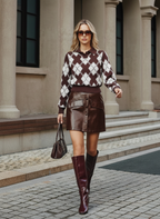 Tamira - Dames Faux Leren Minirok met Knoopsluiting en Klepzakken