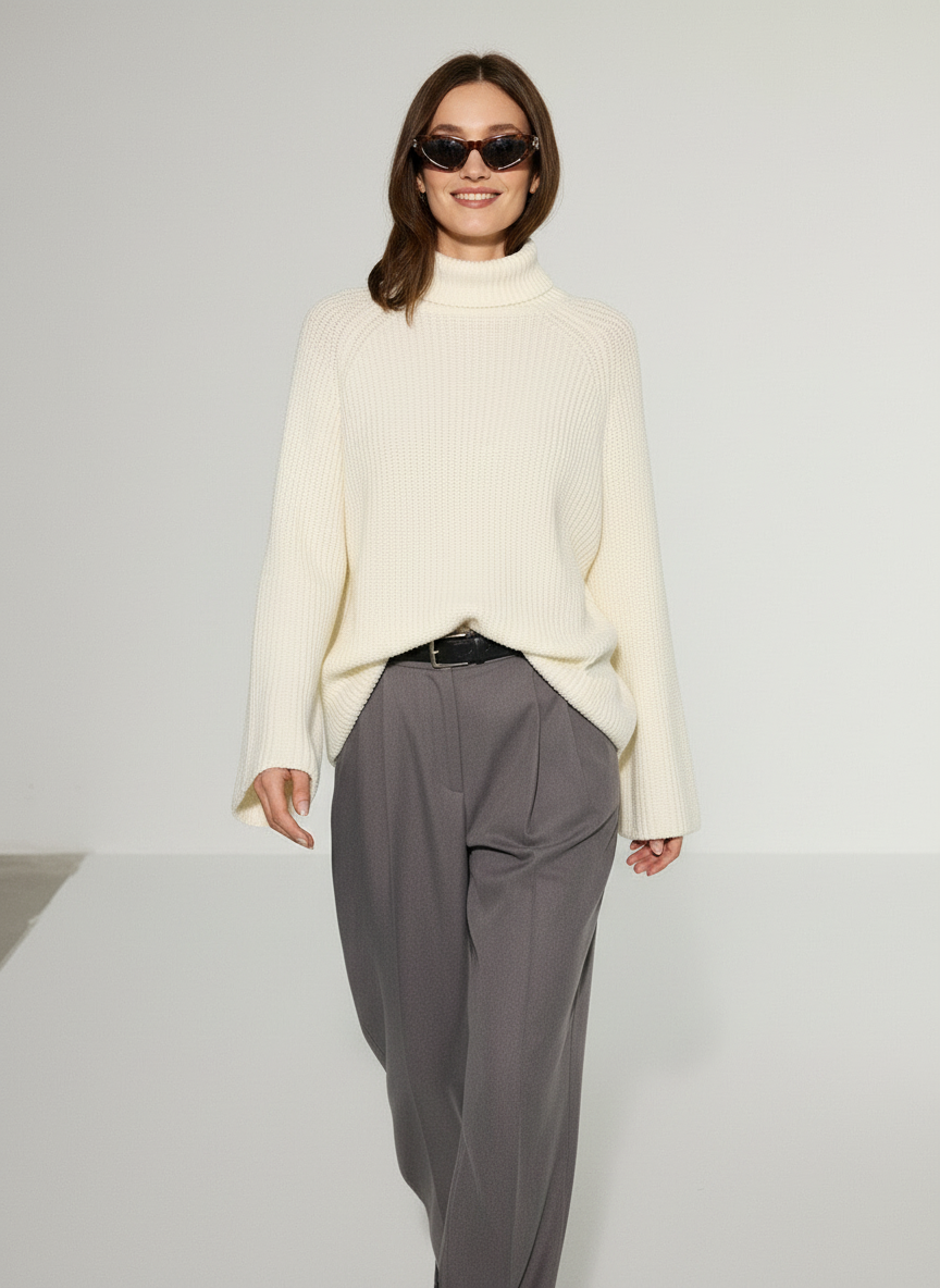 Ryleigh - Modieuze Vrouwen Open Rug & Colhals Trui
