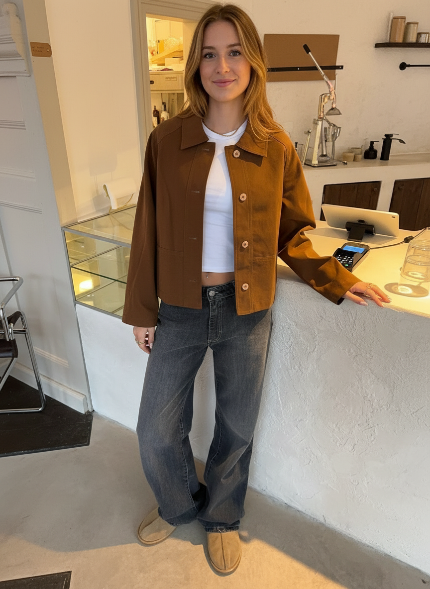 Mickie - Jonge Vrouwen Cropped Suède-look Jas