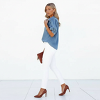 Oneida - Vrouwen Puff Sleeves Denim Shirt