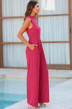 Yarely - Dames Wijde Pijpen met Elastische Taille en Zakken Jumpsuit