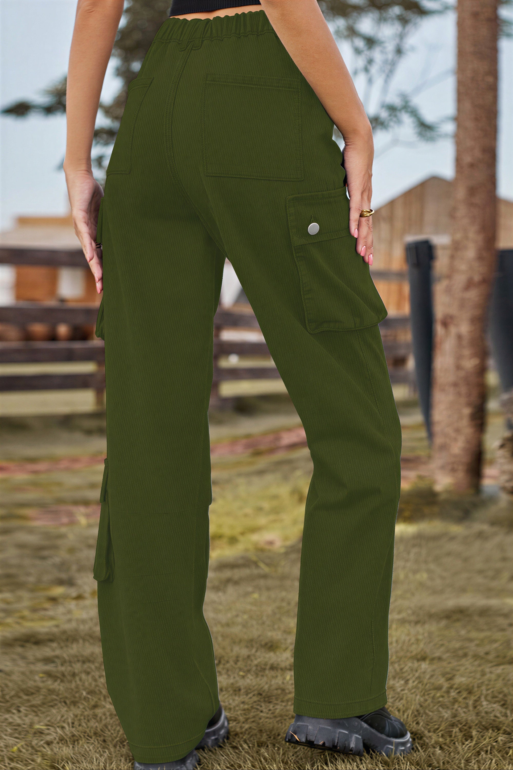 Carrie - Young adults and fashion-conscious individuals Multiple cargo pockets and corduroy texture Cargo Pants