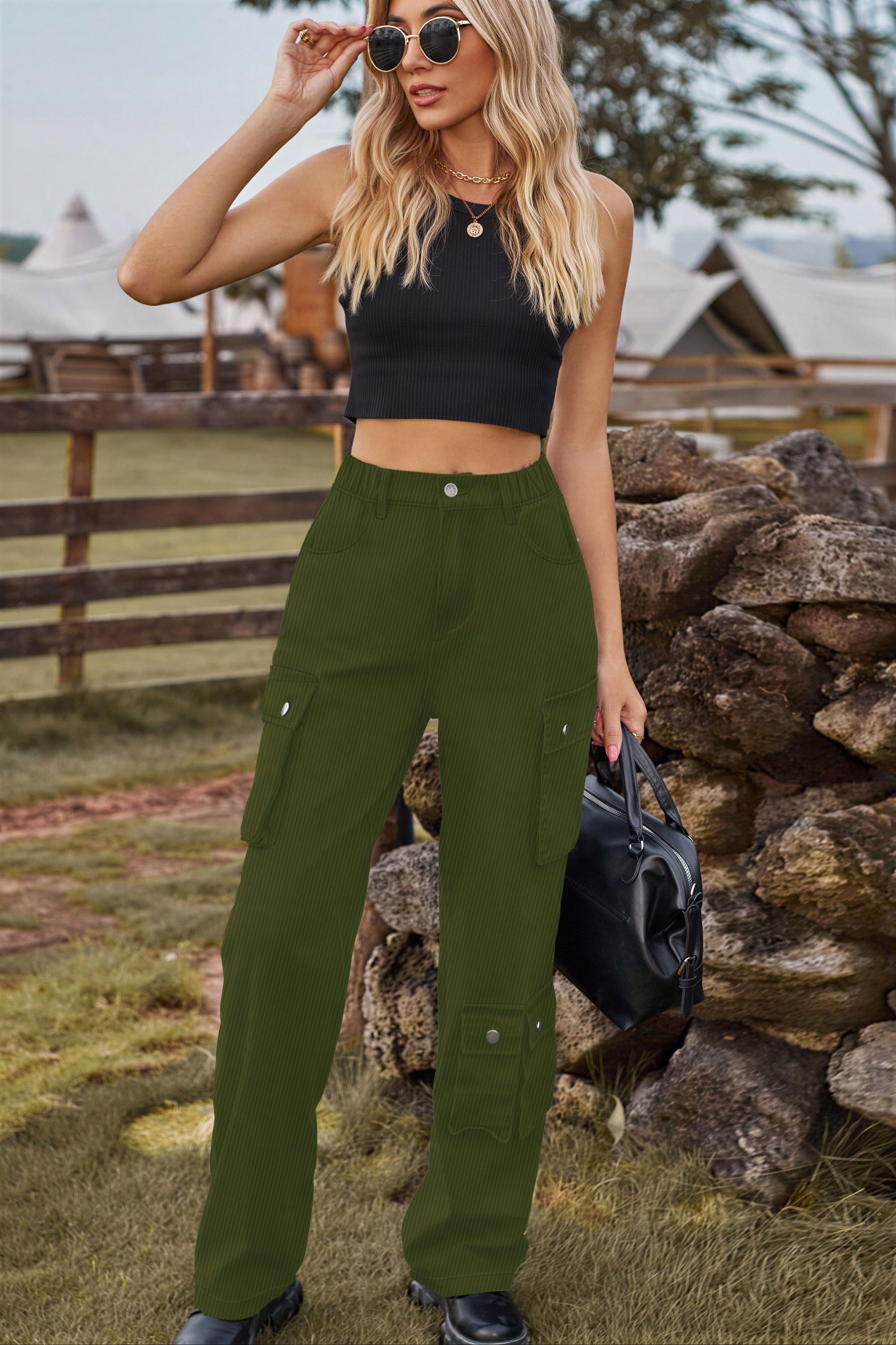 Carrie - Young adults and fashion-conscious individuals Multiple cargo pockets and corduroy texture Cargo Pants