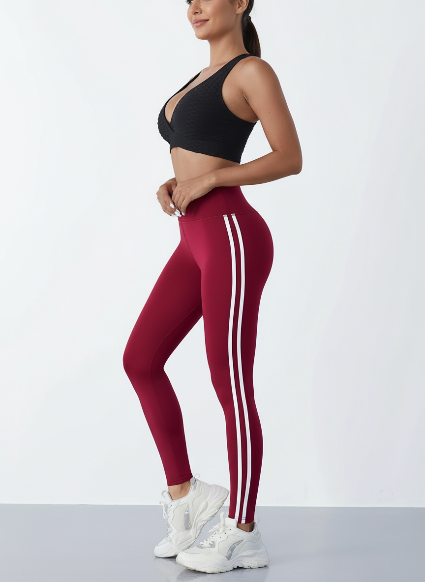 Rebbecca - Athletes and fitness enthusiasts Dual white side stripes Leggings