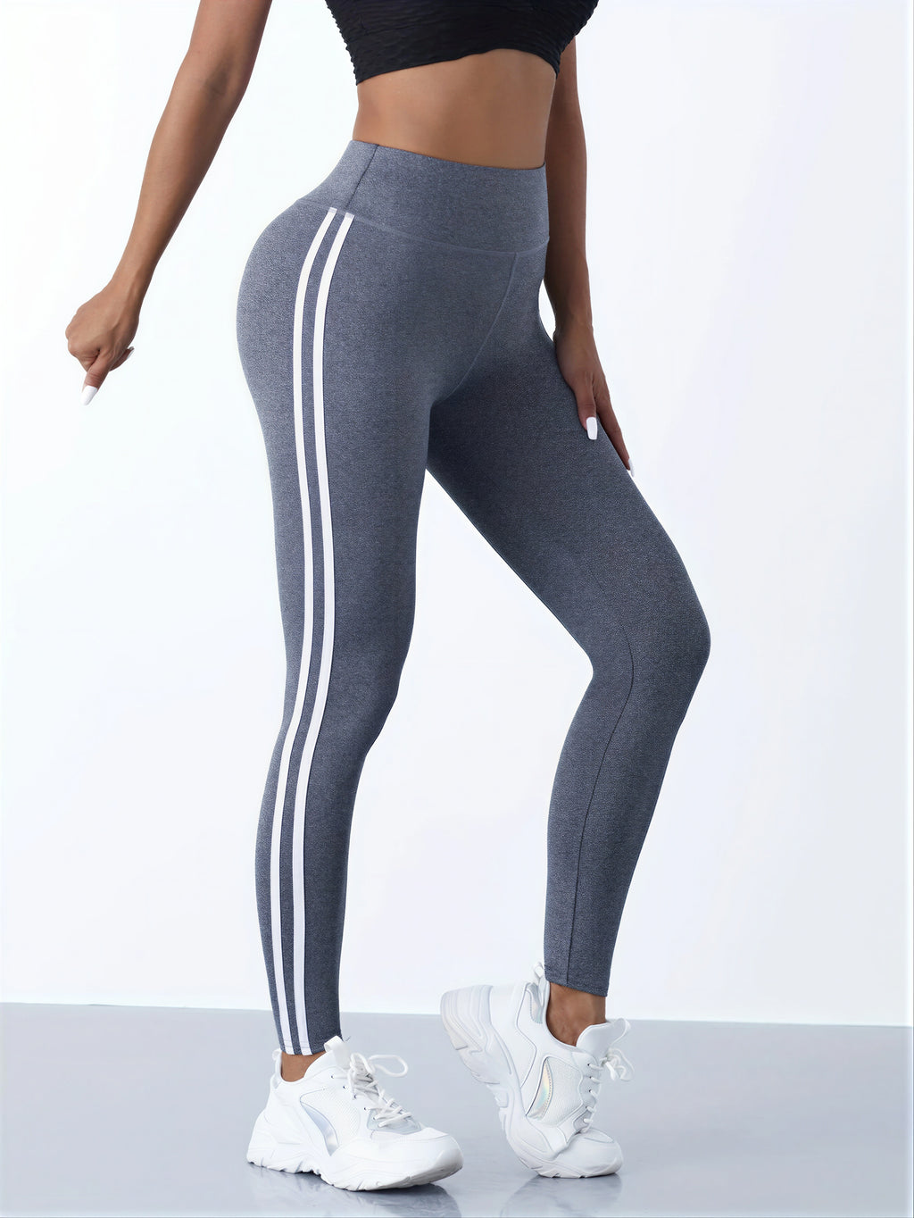 Rebbecca - Athletes and fitness enthusiasts Dual white side stripes Leggings