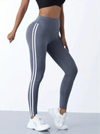 Rebbecca - Athletes and fitness enthusiasts Dual white side stripes Leggings