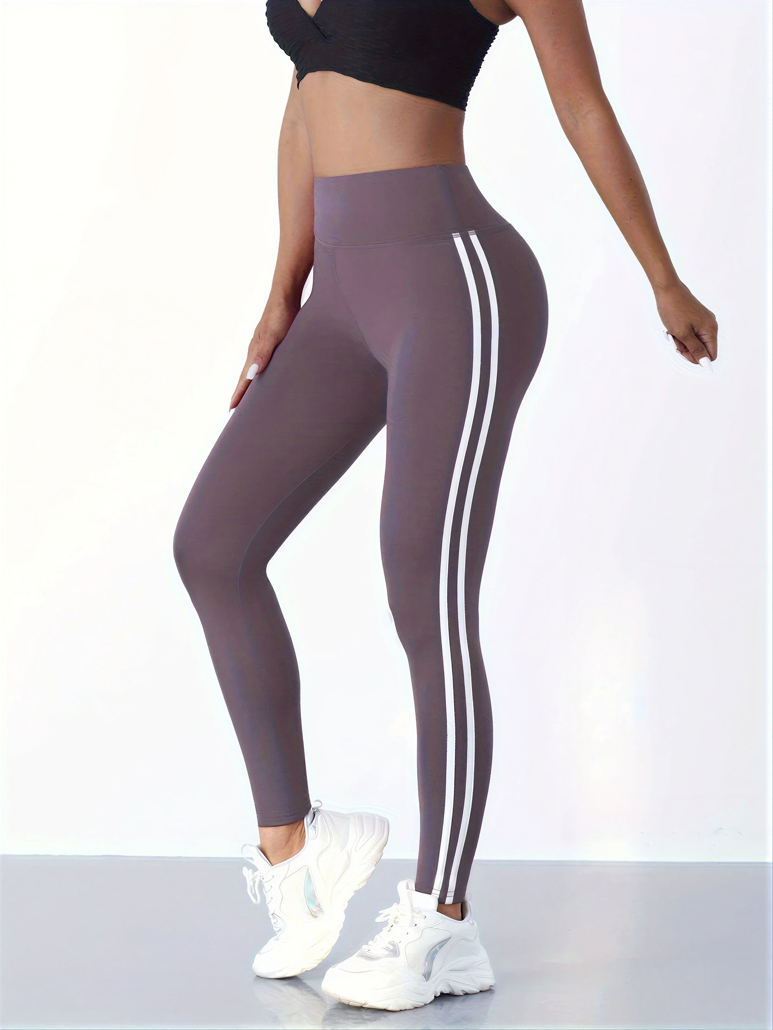Rebbecca - Athletes and fitness enthusiasts Dual white side stripes Leggings