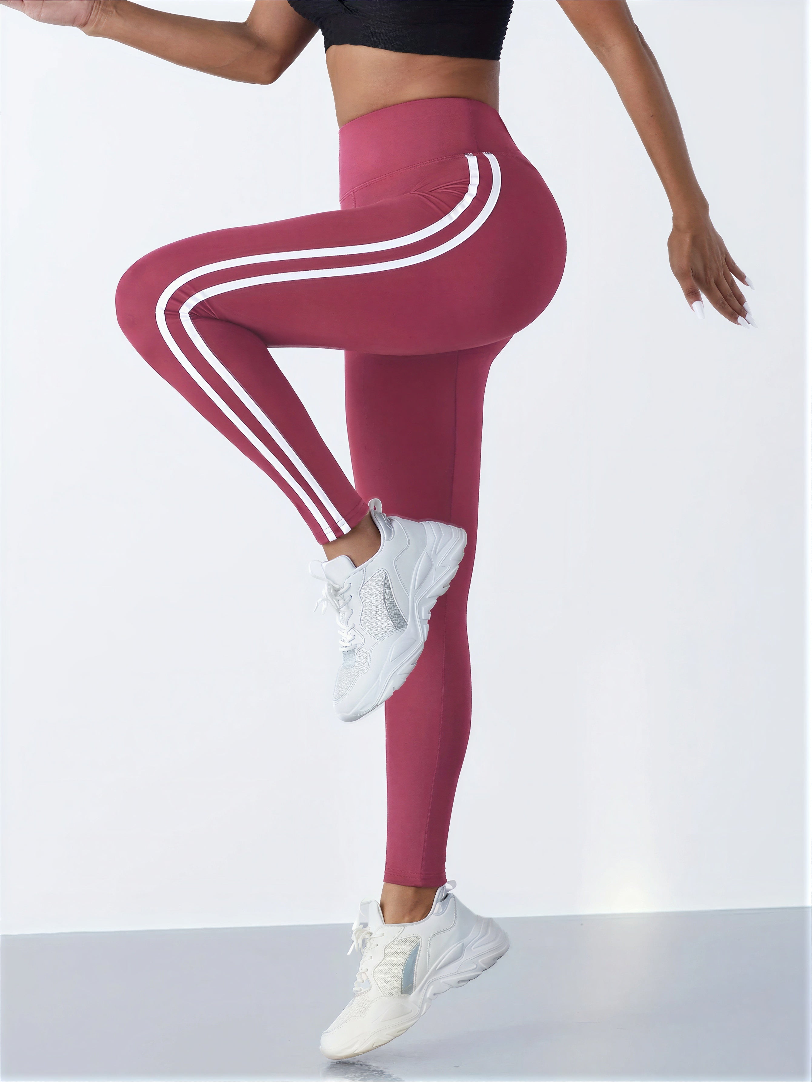 Rebbecca - Athletes and fitness enthusiasts Dual white side stripes Leggings