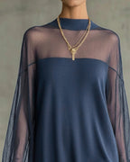Priscilla - Women Sheer long sleeves with a knit bodice Dress