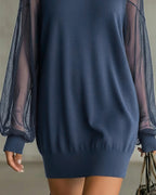 Priscilla - Women Sheer long sleeves with a knit bodice Dress