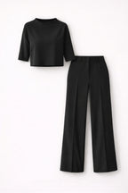 Astrid - Vrouwen high-waisted wijde broek met bijpassende mock‑neck top