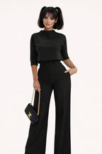 Astrid - Vrouwen high-waisted wijde broek met bijpassende mock‑neck top