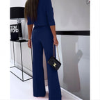 Astrid - Vrouwen high-waisted wijde broek met bijpassende mock‑neck top