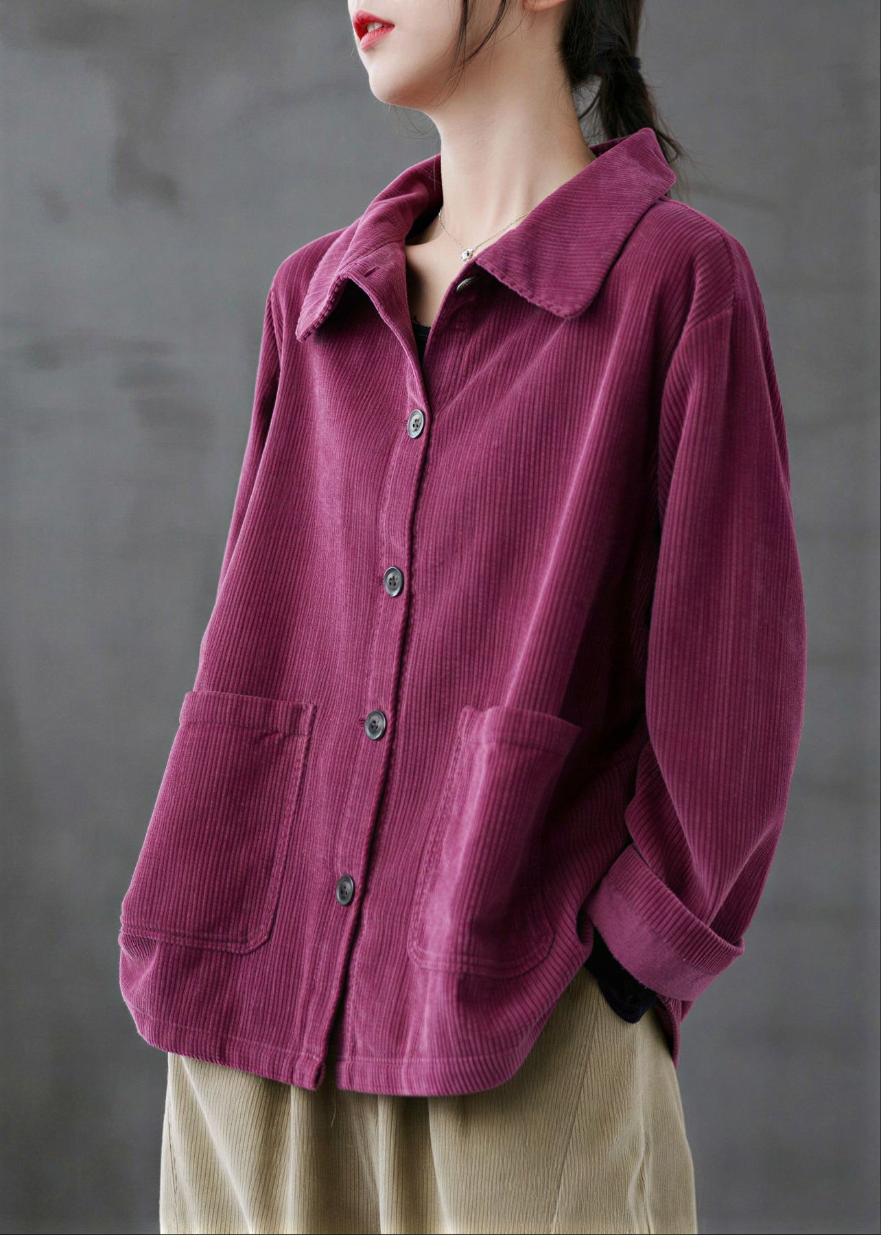 Amari - Adult women Corduroy fabric and dual front pockets Shirt Jacket
