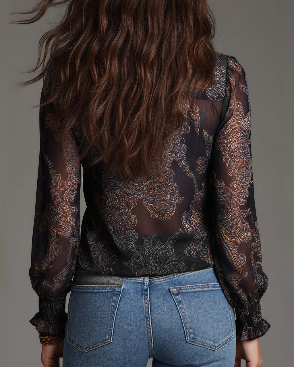 Kalia - Vrouwen doorzichtig materiaal met rits en plooien Blouse