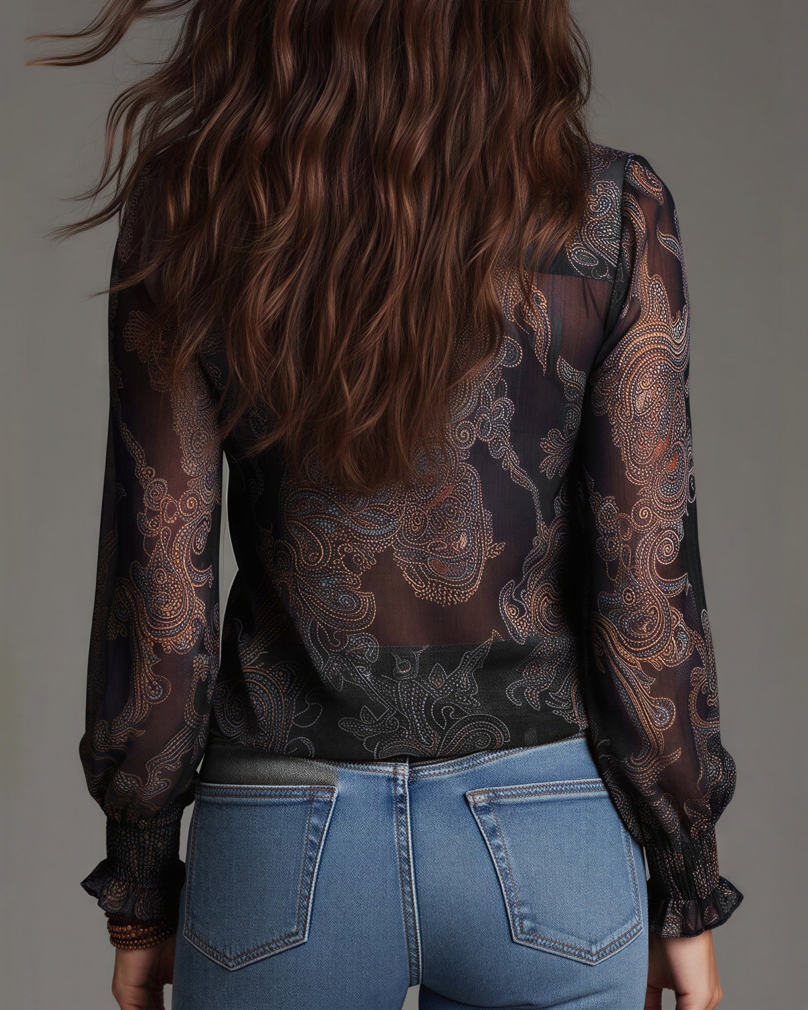 Kalia - Vrouwen doorzichtig materiaal met rits en plooien Blouse