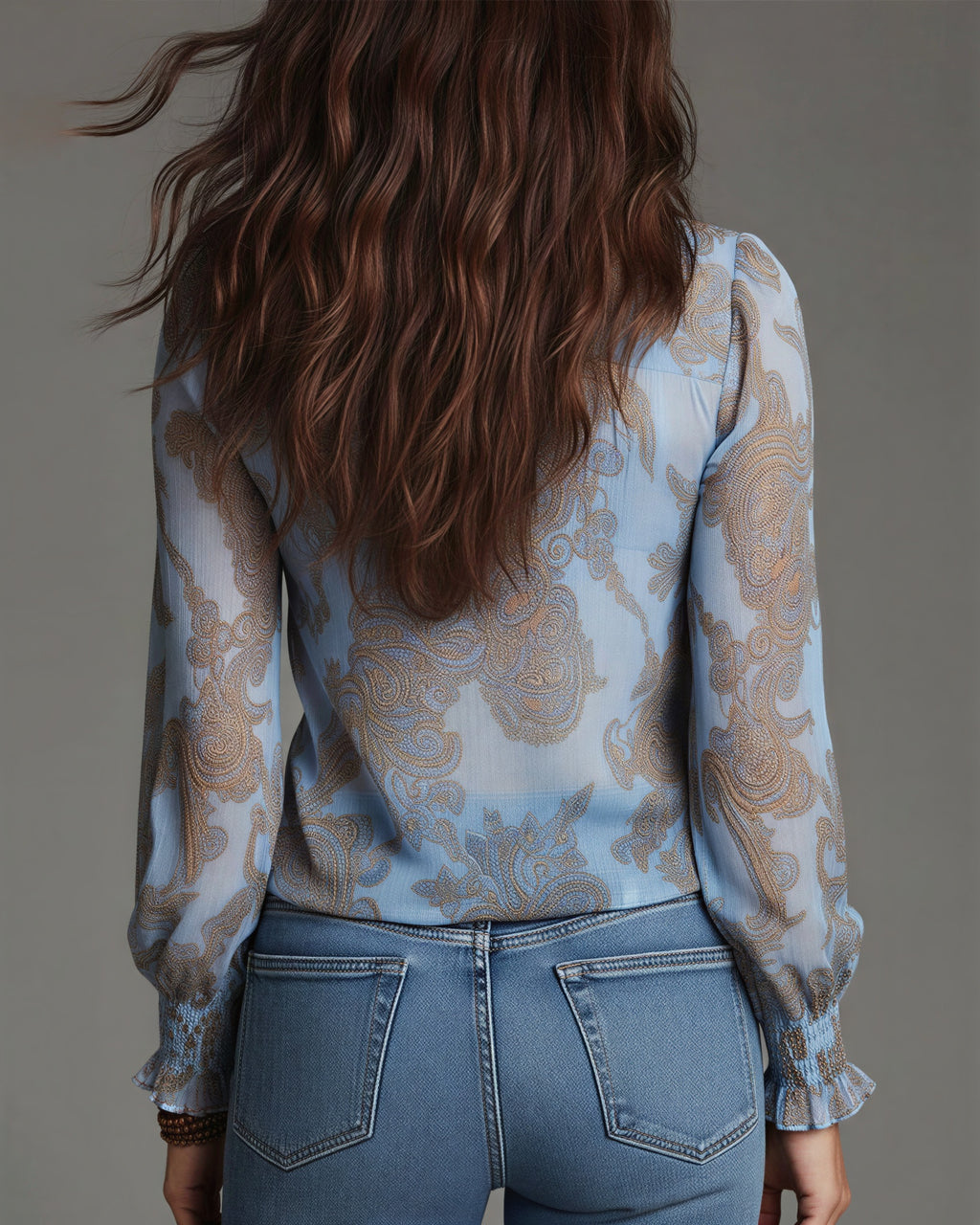 Kalia - Vrouwen doorzichtig materiaal met rits en plooien Blouse