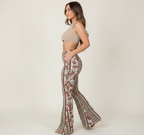 Daria - Women Bohemian Print and Flare Leg Flared Trousers