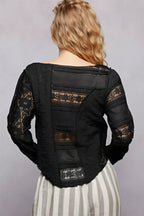 Makena - Vrouwen kantdetails en getextureerde stof Top