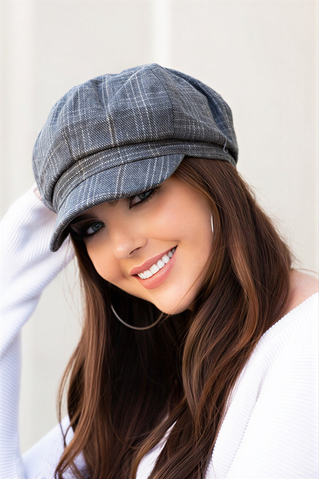 Deneen - Women Plaid pattern and newsboy style Cap