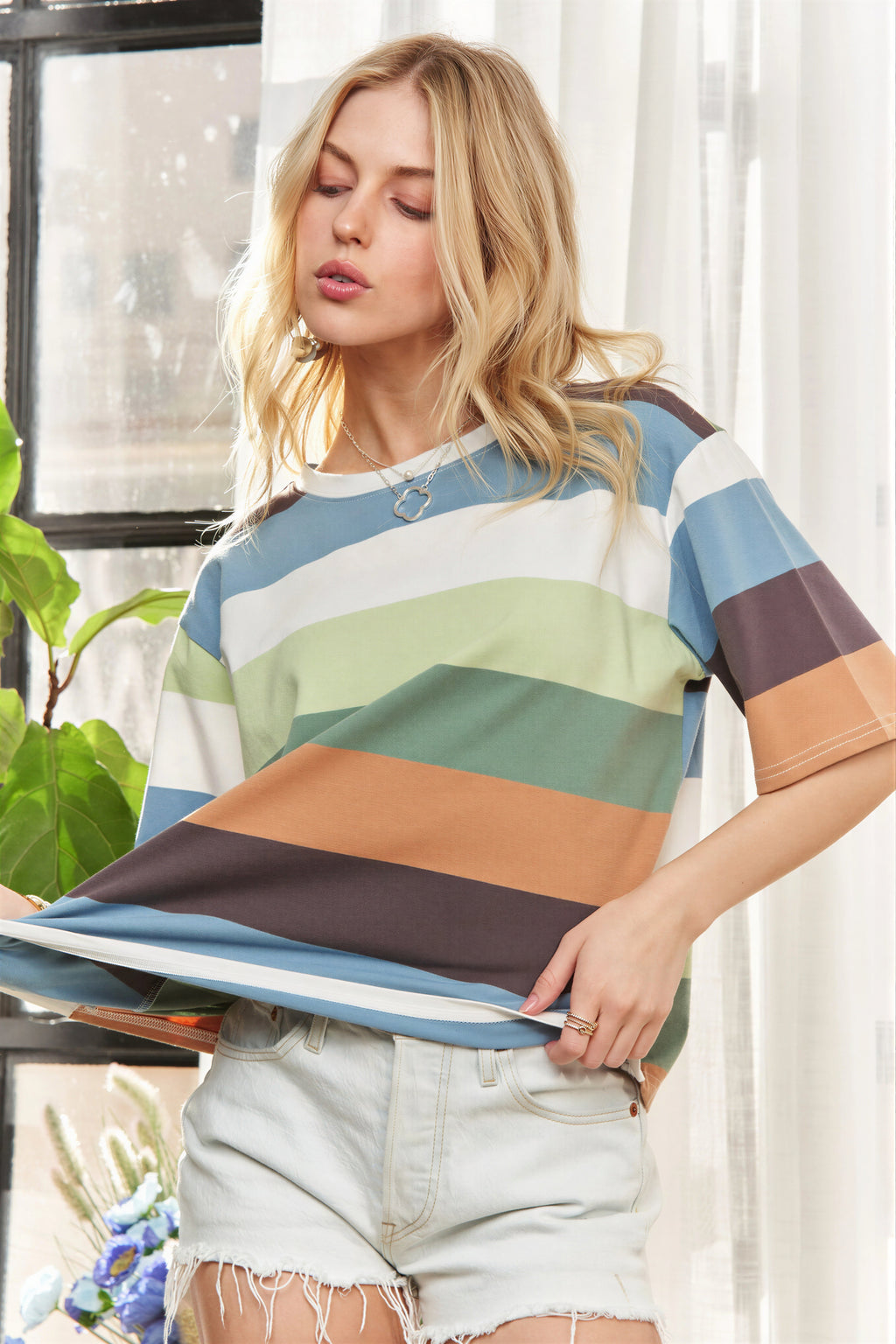 Larue - Vrouwen Horizontale gestreepte patroon T-Shirt